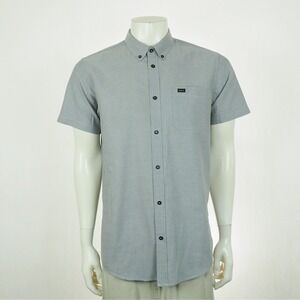 RVCA That'll Do Oxford Button Down Shirt Mens Large Heather Gray Slim Fit Cotton